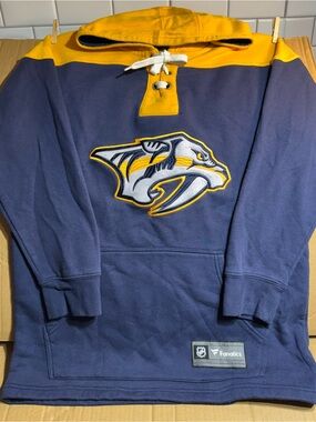Fanatics Navy and Gold Nashville Predators Crewneck Hoodie